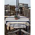 thumbnail image 2 of Outdoor Tablecloth with Umbrella Hole for Patio/Picnic/Party/Camping, Beige Navy Blue Striped Waterproof Table Cloth Round Cover Washable, Farmhouse Stripes Modern Abstract Art (Dia 54"), 2 of 8