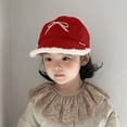 thumbnail image 2 of Favoffer Kids' Wool Baseball Hat Bow-Decorated Thickened Boys Girls Fall Winter Cotton Lamb Warm Hat 1-5Y, 2 of 7