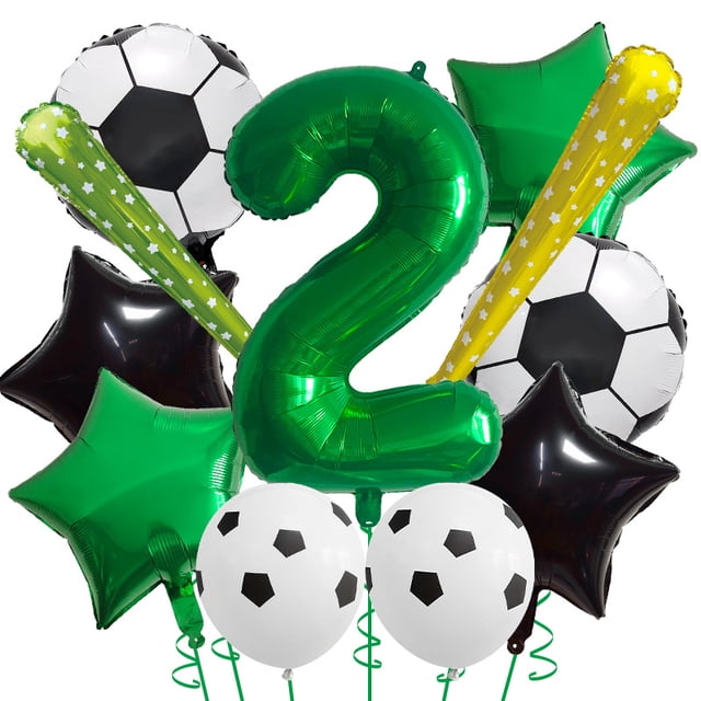 Set de globos de fiesta con temática de fútbol para segundo cumpleaños, 11 unidades