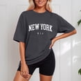 thumbnail image 2 of YANGXINX Women's Oversized T Shirt Trendy Washed Letter Print Drop Shoulder Short Sleeve Crewneck Blouses Stretchy Comfy Relaxed Fit Tops, 2 of 4