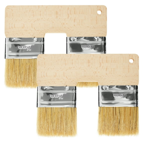 Double Paint Brush U Shaped Double Color Brush Reusable Double Head Painting Brush with Wood Handle Double Color Brush 7.68 Inch Wall Paint Double Brush for Painting