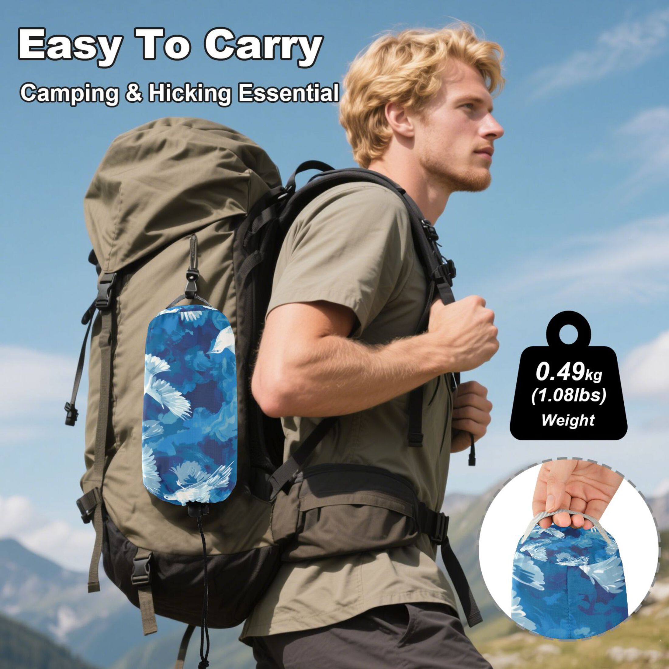 Hammock Camping Hammock Nylon Portable Hammock Travel Camping Hammock Blue Dove
