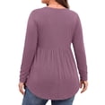 thumbnail image 4 of WellSize Plus Size Blouses for Women V Neck Curved Hems Tunic Tops Casual Long Sleeve Botton Fall Shirts, 4 of 7
