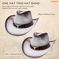 thumbnail image 5 of WHIPPY Cowboy Hat for Men Women Western Cowgirl Hat Wide Brim Straw Hat with 2 Pcs Hatbands, 5 of 8