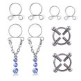 thumbnail image 3 of CHOK Non-Pierced Blue Nipple Ring Set - Fashion Water Drop Screw Design Body Jewelry, 3 of 8
