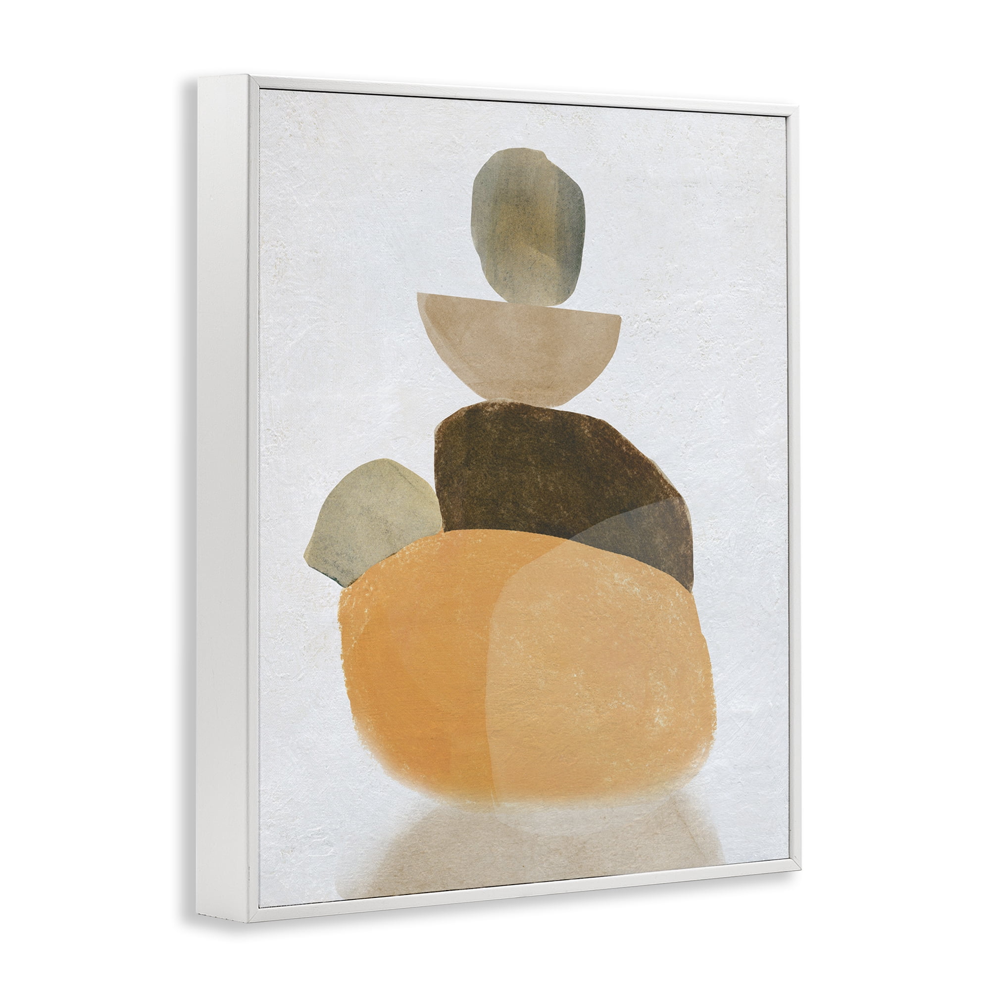 Stupell Industries Stacked Rocks Neutral Tones Abstract Painting White Framed Art Print Wall Art, 11 x 14