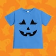 thumbnail image 2 of Shadoumai Toddler Girls Halloween Short Sleeve Graphic Shirt Pumpkin Tee Top Crew Neck Graphic T-Shir for Halloween Party Pumpkin Face Print Tshirt Clothes, 2 of 6