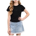 thumbnail image 3 of Ccpelsie Girls Graphic T-Shirts Casual Short Sleeve Tee Tops Cute Trendy Girls Clothes Black,18-24 Months, 3 of 9