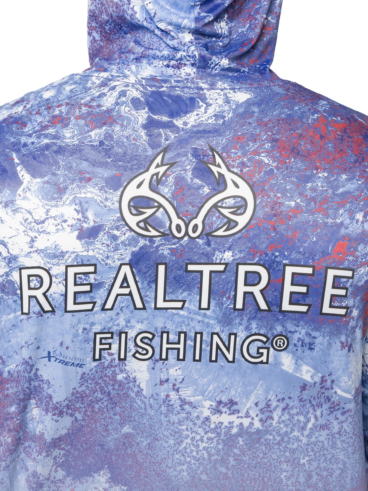 Realtree Men's Fishing Flex Americana UPF30 Long Sleeve Performance Hooded Shirt, Size S-3XL