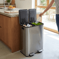 thumbnail image 3 of CONCETTA Dual Compartment Trash Can, Kitchen Garbage Can Recycling Bin with Soft-Close Foot Pedal and emovable Inner Buckets, Fingerprint-Resistant, 2 x 8 Gallon, Medium Gray, 3 of 6