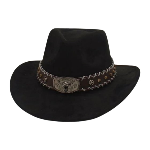Sombrero de vaquero moda cálido sombrero de protección ar para montar fijación temática de senderismo Negro