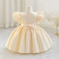 thumbnail image 4 of Baby Girls Flower Wedding Dress Toddler Birthday Party Pageant Baptism Christening Tutu Gown Bowknot Dress Beige 4-5 Years, 4 of 5
