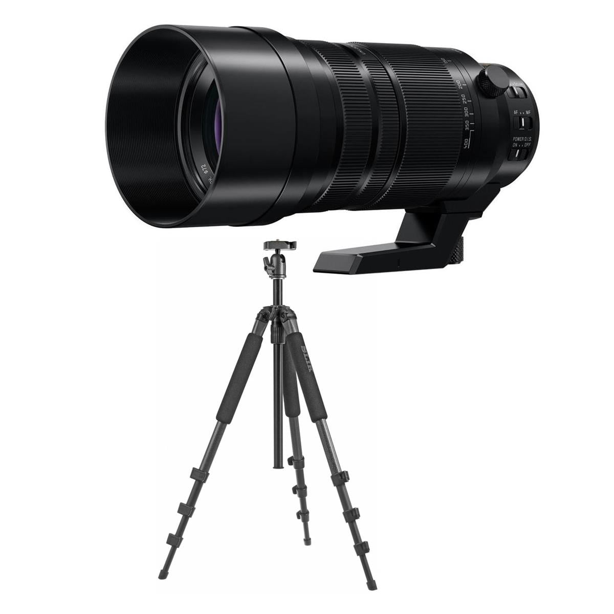 Panasonic Lumix G Leica Dg Vario Elmar 100 400mm F 4 6 3 Power O I S Lens For Micro Four Thirds With Slik Pro Ii 4 Section Aluminum Tripod With Bal Walmart Com Walmart Com