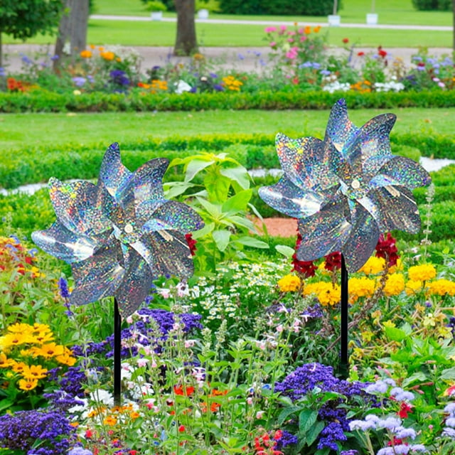 Bagmrteho Bird Windmill Reflective Extra Sparkly Metal Scarecrow Decoy For Garden