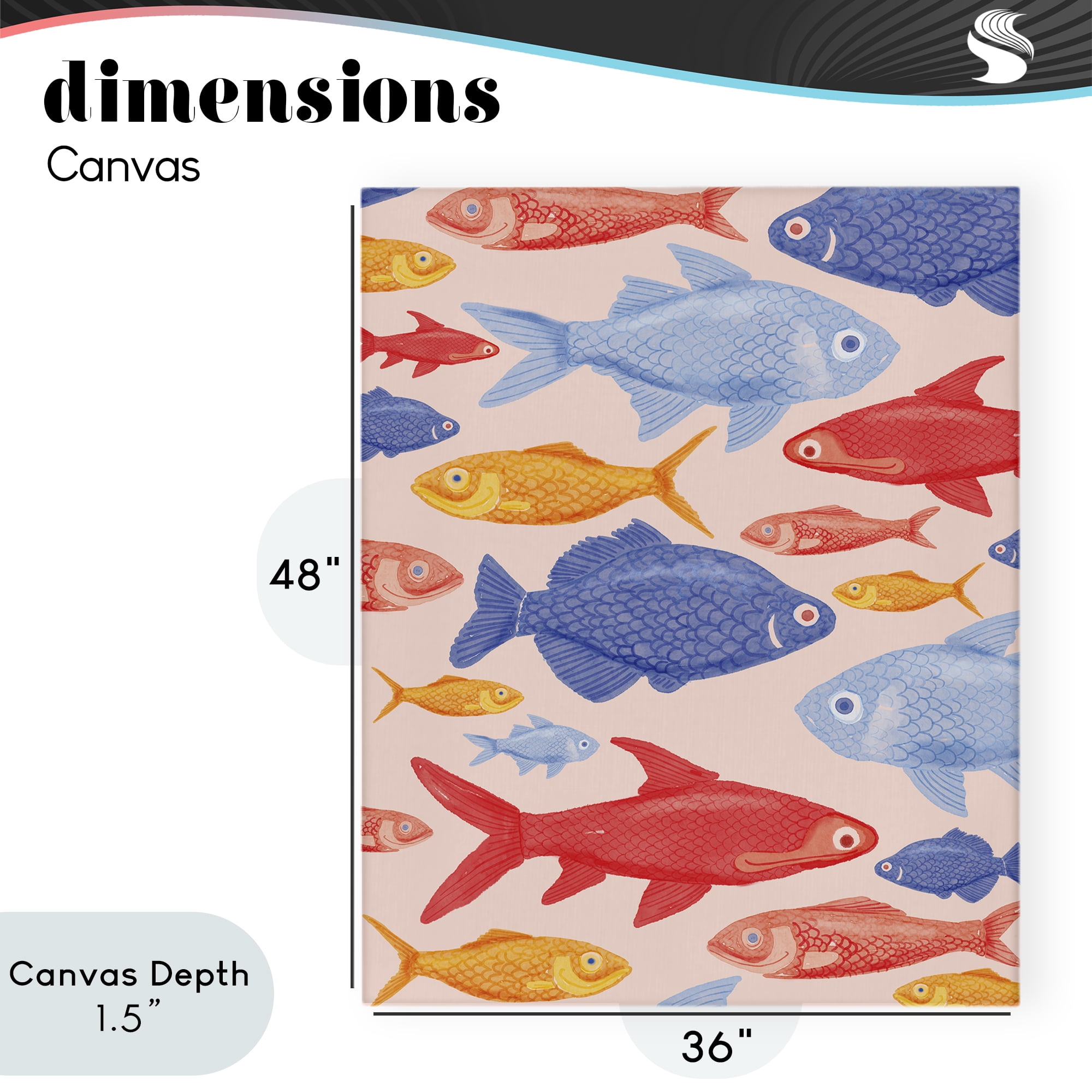 Stupell Industries Red Yellow and Blue Fish Canvas Wall Art, design by The Paper Curator