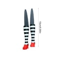 thumbnail image 3 of Cififendec 2Pcs Halloween Witch Leg Plant Stakes, 5.9", Plastic Spooky Striped Witch Boot Flower Pot Picks for Garden Planter Table Decor, 3 of 5