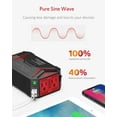 thumbnail image 3 of BESTEK 300W Car Power Inverter DC 12V To 110V AC Pure Sine Wave Dual USB Fast Charge Safety Certification, Black, 3 of 10