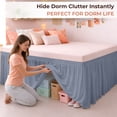 thumbnail image 3 of SGI Bedding Dorm Bed Skirt Full-XL 28 Inch Drop – No Lift Easy Install Wrap Around, Extra Long Elastic Dust Ruffle, Wrinkle & Fade Resistant Microfiber, College Dorm Bedskirt Mediterranean Blue, 3 of 8