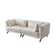 thumbnail image 3 of 86'' Upholstered Modern Sofa Couch, 3-Seater Sofa with 2 Small Pillows and Metal Legs, Comfy Couche Furniture with 2 Extra Cushions for Living Room, Bedroom, Apartment, Ivory, 3 of 9
