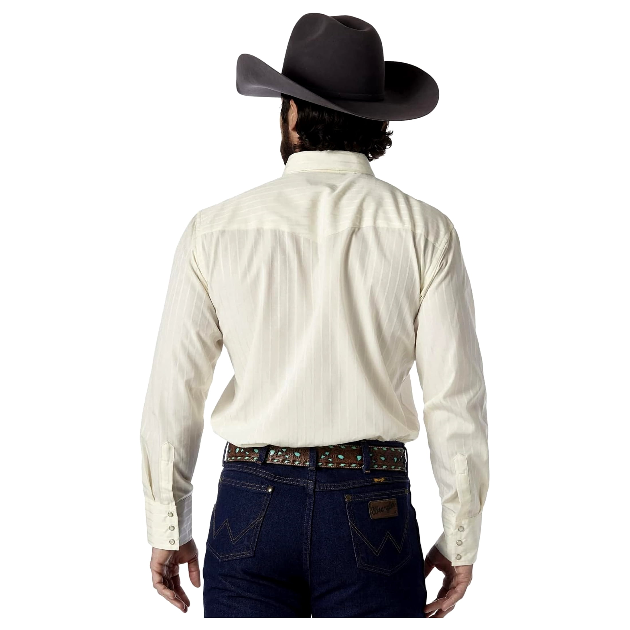 Wrangler Men's and Big & Tall Men's Long Sleeve Western Snap Dobby Striped Shirt