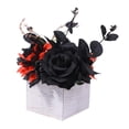 thumbnail image 2 of CoudarTitie Halloween Artificial Flowers Boxed Faux Flowers in Wooden Box Decorative Flowers Dark Orange, 2 of 9