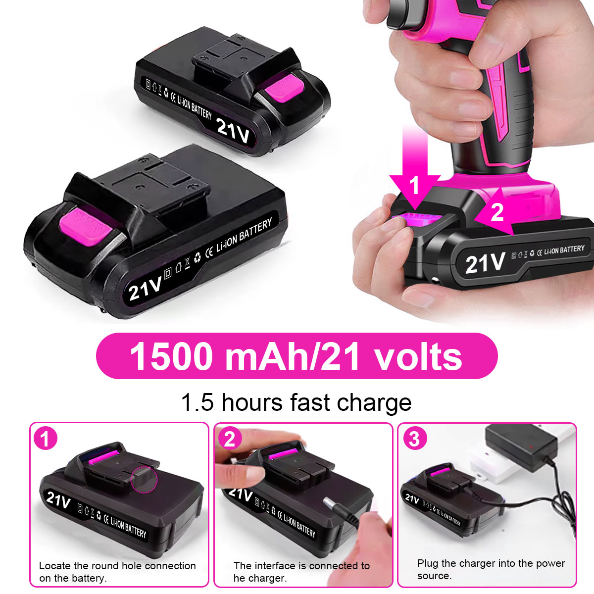 Hoey 21V Cordless Drill with 34-Piece Accessory Kit photo 4