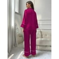 thumbnail image 2 of WEHUSE Women's Classic Button Down Long Satin Silk Pajama Set, 2 of 7