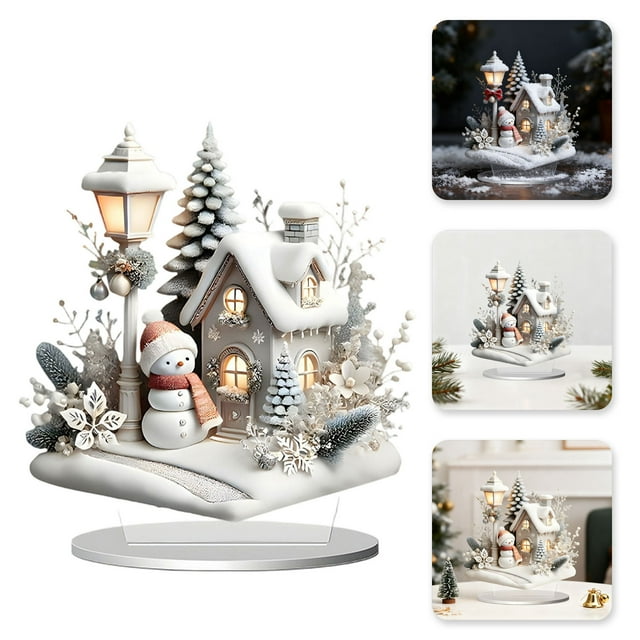 The In The Winter Fairyland Village Are Decorated With Snowmen And And The Are 2D