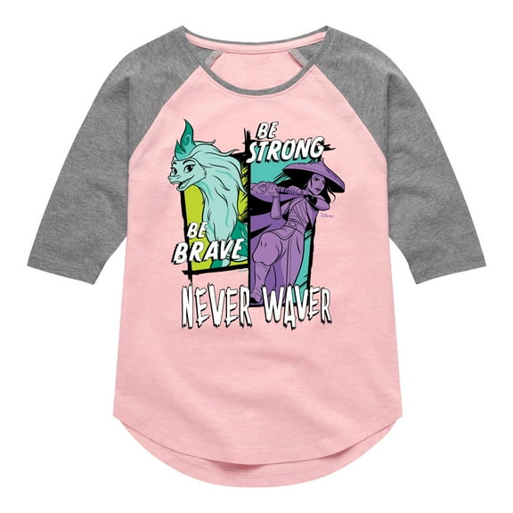 Raya and the Last Dragon - Be Brave Be Strong Never Waver - Toddler & Youth Girls Raglan Graphic T-Shirt