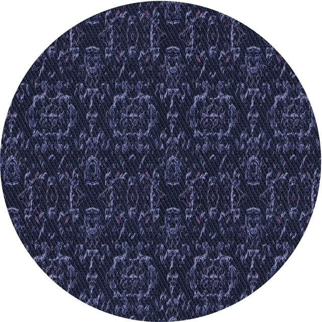 Ahgly Company Machine Washable Indoor Round Transitional Deep Periwinkle Purple Area Rugs, 6' Round