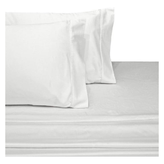 Solid 300-Thread-Count, 100-Percent Cotton Queen Size Attached Waterbed Sheets Set, White