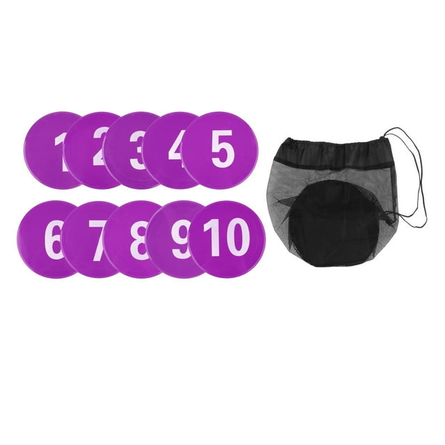 Almencla 10 Pcs Marqueurs de Sol Numérotés Tapis d'Entraînement pour Enfants Sports Violet