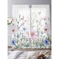 thumbnail image 4 of Pink Blue Spring Floral Semi Sheer Curtains 84 Inch Length 2 Panels Set, Watercolor Elegant Botanical Sheer Kitchen Curtain Privacy Voile Window Curtain for Living Room Bedroom Rod Pocket Drapes, 4 of 7