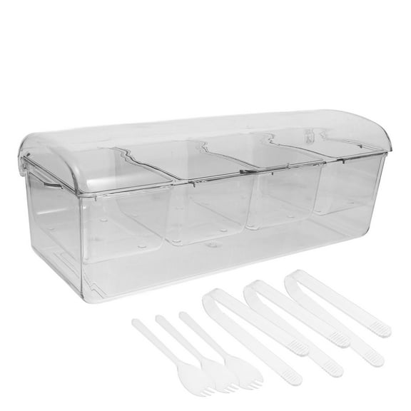 FUTUREORYY Ice Chilled Condiment Serving Container PET for BBQs with Compartment Design 1 Set