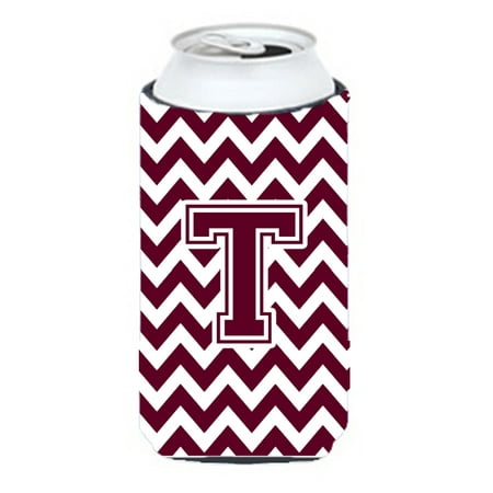 

Caroline s Treasures CJ1051-TTBC Letter T Chevron Maroon and White Tall Boy Hugger Tall Boy multicolor