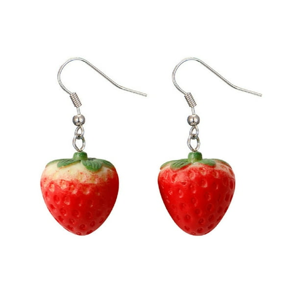 LongcreekX Strawberry Earrings for Women, Cute Fruit Strawberry Acrylic Earrings, Red Strawberry Dangle Earrings Hypoallergenic, 3D Strawberry Drop Earrings, Tropical Strawberry Earrings Studs