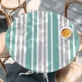 thumbnail image 2 of Aqua Grey Stripe Round Tablecloth, Fitted Table Cover with Elastic for 36"-44" Round Tables, Farmhouse Minimalist Striped Table Cloth Outdoor Indoor Dinning Party Waterproof Tablecloths, 2 of 7