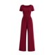 thumbnail image 1 of Mono PRETTYGARDEN Rojo Vino Cuello Cuadrado Pierna Ancha M, 1 of 8