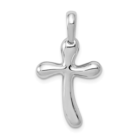 14K White Gold Freeform Cross Pendant