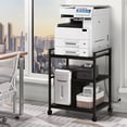 thumbnail image 6 of Leyaoyao Printer Stand for Desk with Charging Station, 3 Tier Desktop Shelf, Black Desk Organizer for Home Office, fit Fax Machine/3D Printer/Scanner, 6 of 8