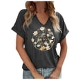 thumbnail image 1 of Hauts pour Femmes Manches Courtes Chemises Imprimées Décontractées Boutonnées Col Rond Blouses de Travail Chemises pour Femmes F m, 1 of 3