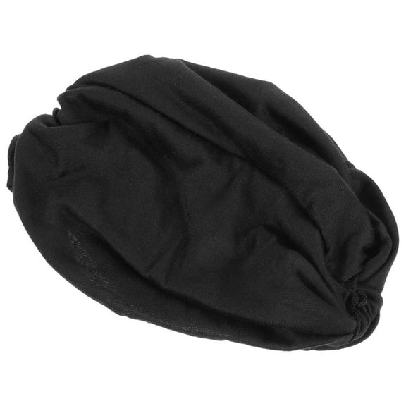 PAMINGONO 1Set Turban Hat Women Black Imitated Silk Comfortable Sleep Cap for Short Hair Users