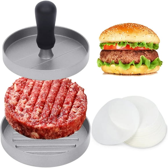 LAICAIW Hamburger Press with 100 Sheets Patty Paper, Non Stick Burger Press Patty Maker Mold, Meat Beef Cheese Veggie Burger Maker for Grill Griddle BBQ Barbecue