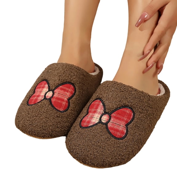 AzureSilk Womens House Slippers Cute Closed Toe Furry Slippers For Women Warm Plush Lined Slip On Household Slides Lightweight Soft Sole Stylish Indoor