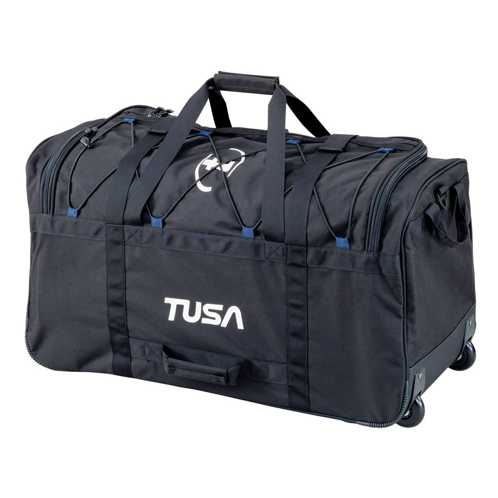 TUSA Roller Black Duffel Bag with Water-Resistant Back for Scuba Diving (RD-2-BK)