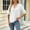 White, variant on YHAJDS Plain Tshirts for Women Short Sleeve V Neck Lace Solid Color Tee Casual Blouse