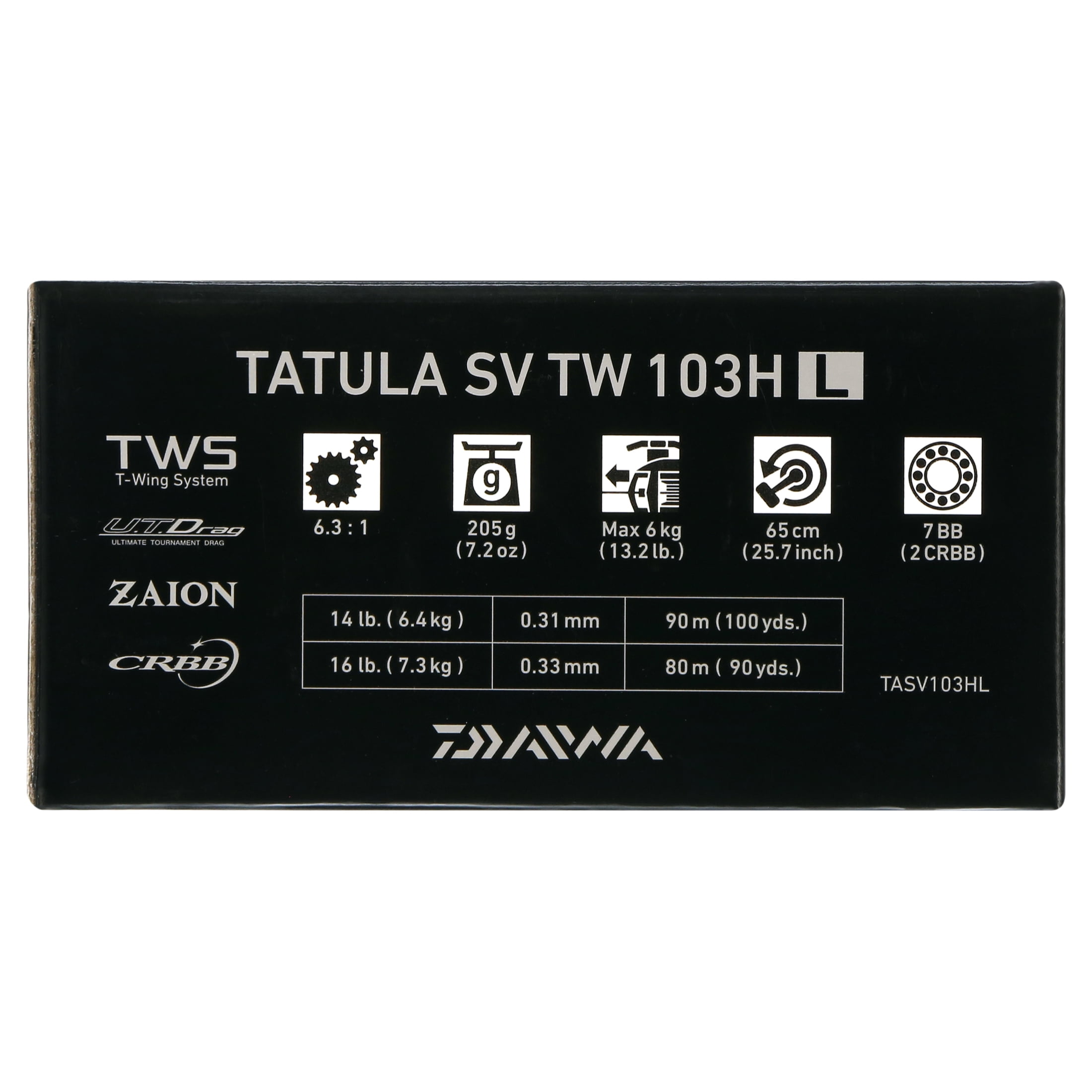 Daiwa Tatula SV tw 103HSL 7.3:1 Baitcast Left Hand Fishing Reel - Tasv103hsl, Black