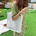 thumbnail image 4 of Beach Bag Foldable Lace Design High Capacity Square Exquisite Clothing Matching Wear-resistant Women Embroidery Tote Handbag Daily Use, 4 of 10