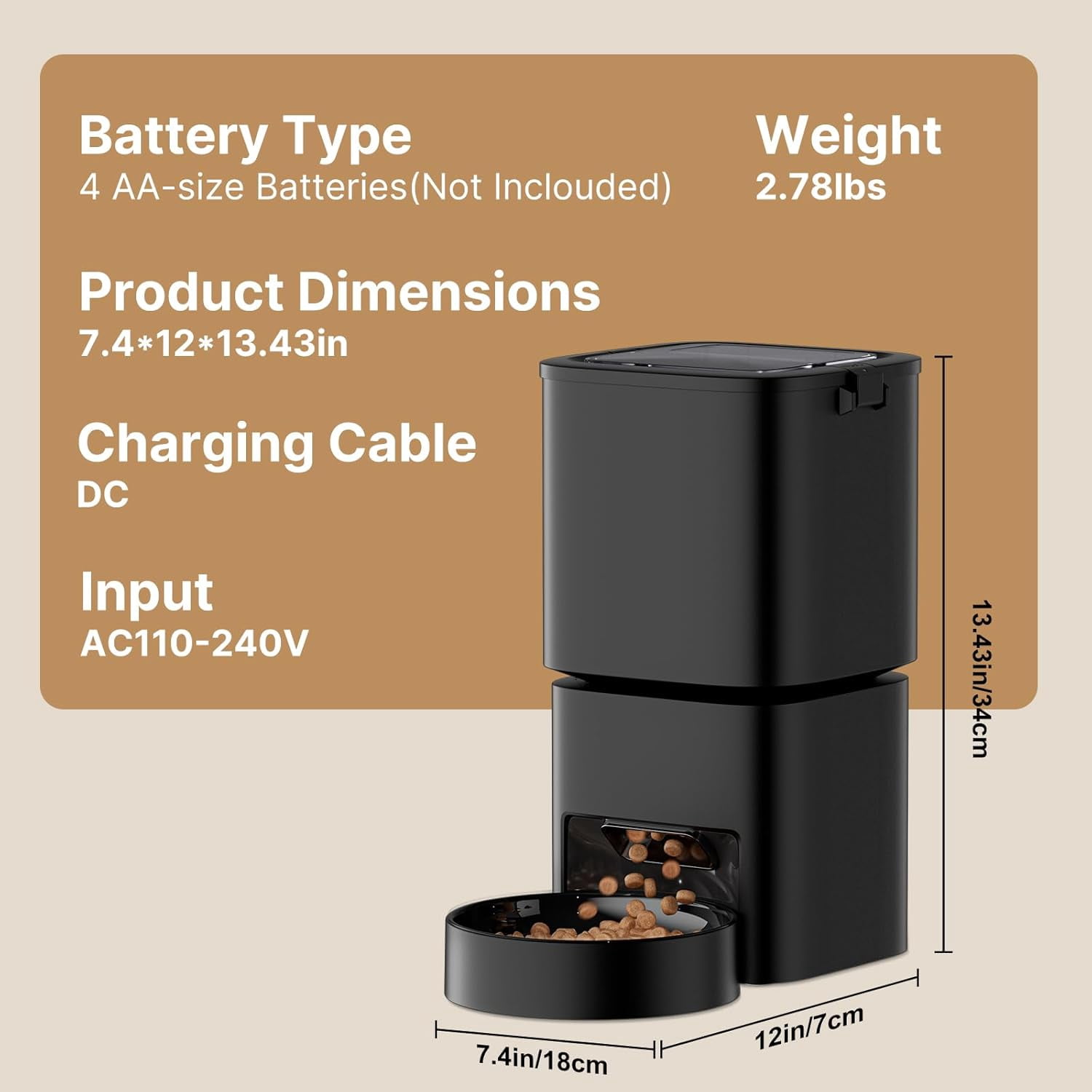 Automatic Cat Feeder with 5G WiFi App Control, 5L Large Capacity Smart Pet Food Dispenser for Cats and Dogs