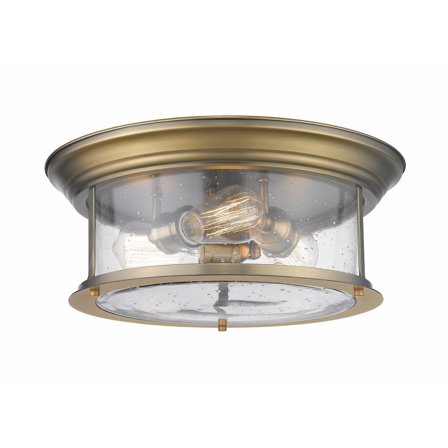 3 Light Flush Mount in Period Inspired Style 15.5 inches Wide By 6.5 inches High-Heritage Brass Finish Bailey Street Home 372-Bel-4314831